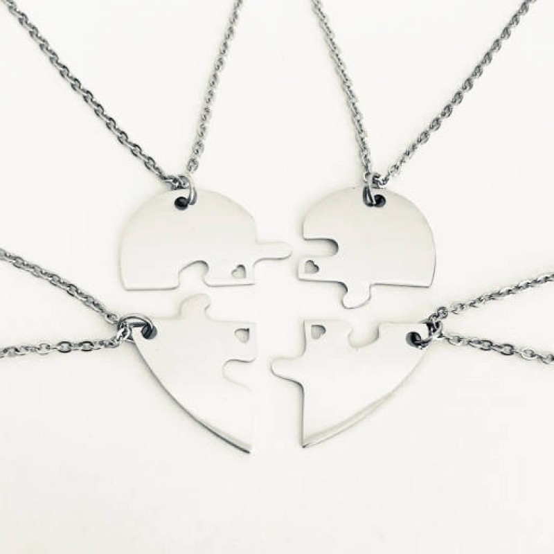 Stainless Steel Heart Puzzle Necklaces Piece Puzzle Necklaces