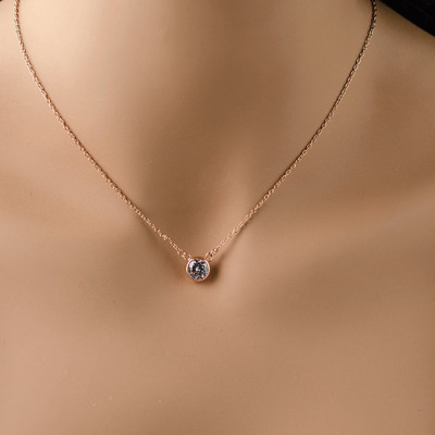 1 Carat Diamond CZ Necklace - Sterling Silver - Cubic Zirconia