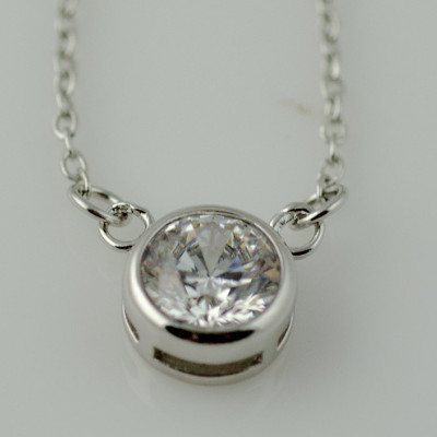 1 Carat Diamond CZ Necklace - Sterling Silver - Cubic Zirconia