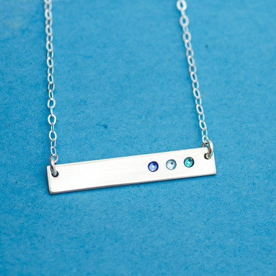 Birthstone Bar Necklace, Bar Necklace with Birthstones, Horizontal Bar with Birthstones, Mothers Birthstone Jewelry Gold Silver Rose