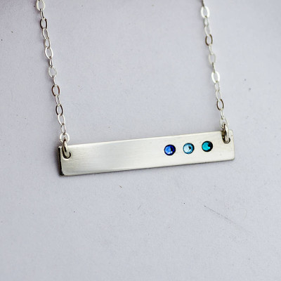 Birthstone Bar Necklace, Bar Necklace with Birthstones, Horizontal Bar with Birthstones, Mothers Birthstone Jewelry Gold Silver Rose