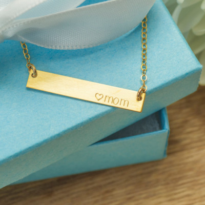 Child Name Necklace, Engraved Names Bar, Mother Necklace Names, Names Heart Bar Necklace, Bar Necklace, Personalized Bar Necklace Gold