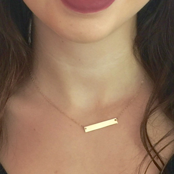 Engraved Bar Necklace, Gold Bar Necklace, Personalized Bar Necklace,  Bar Necklace Engraved, Bar, Rose, Silver, Delicate Bar Necklace, Date