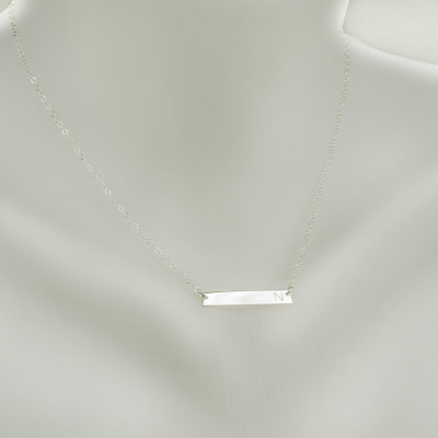 Engraved Silver Bar Necklace | personalized  Bar Necklace | Silver bar Necklace initials | Personalized Silver Bar |