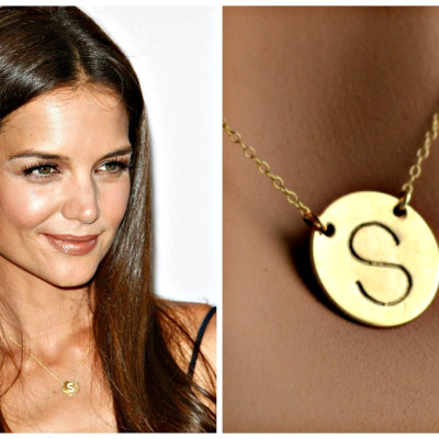 Gold Initial Necklace | Gold Disc Necklace | Personalized Initial Necklace | Celebrity Style | Gold Disc Initial Necklace | Silver Initial