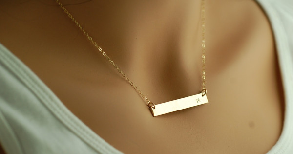 9ct Yellow Gold Personalised Name Bar Necklace 