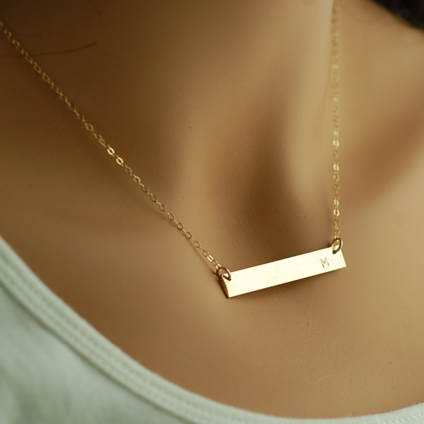 Gold Nameplate Necklace | Gold Name Plate Necklace | Nameplate Necklace | Engraved Name Necklace | Gold Name Bar Necklace | Silver Name