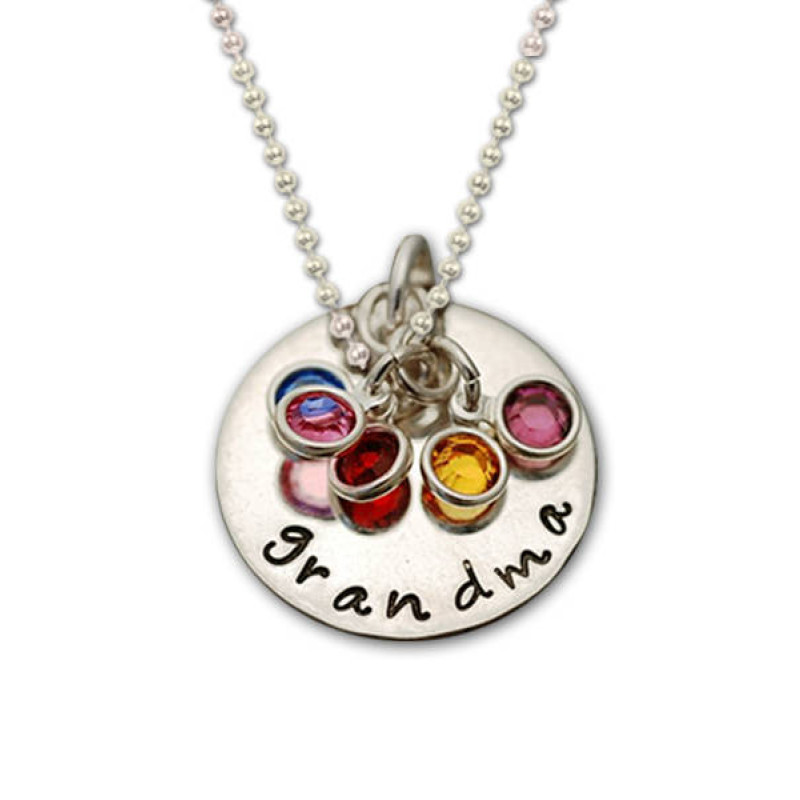 Personalized Birthstone Mother Necklace, Grandma Gift, Grandkids Necklace,  Silver Name Charm, Silver Tags, Sexy Grandma Necklace, Mamita
