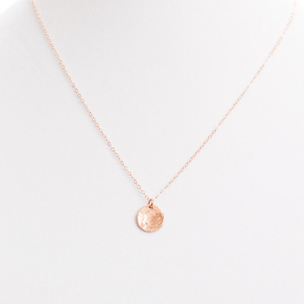 Hammered Disc Necklace | Hammered Round Disc Necklace | Disc Hammered | Gold | Silver | Rose Gold | Delicate Hammered  Disc