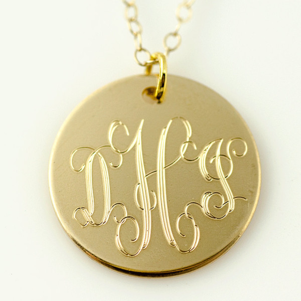 Monogram Necklace - Bridesmaid Gift - Wedding Party - Name Necklace - Initial Silver Gold