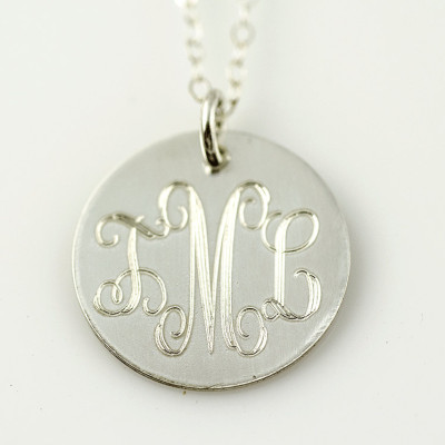 Monogram Necklace - Bridesmaid Gift - Wedding Party - Name Necklace - Initial Silver Gold