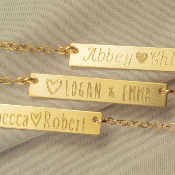 Mothers Necklace Bar,  Child Name Necklace, Personalized Mothers Necklace, Gold Mothers Necklace, Engraved Mother