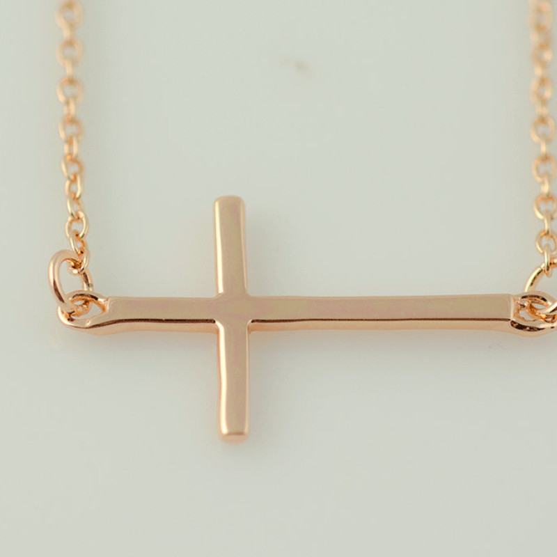 Rose Gold Sideways Cross Necklace – Kristie Co