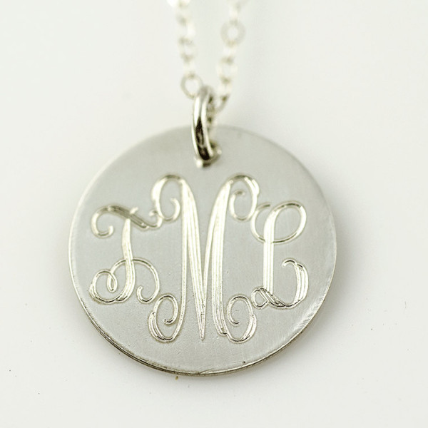 Personalized Necklace - Engraved Monogram Necklace | Gold Monogram Necklace  | Monogram Disc Necklace Silver | Gold  | Rose Gold