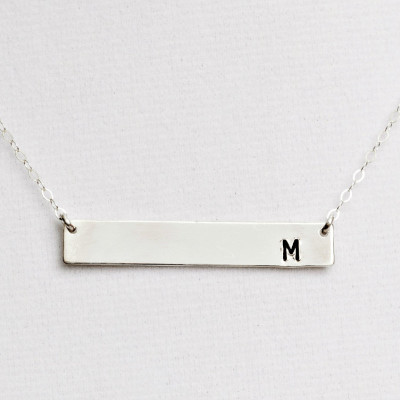 Personalized Silver Bar Necklace | Silver Bar Necklace | Name Bar Necklace Silver | Sterling Silver | Monogram Bar |