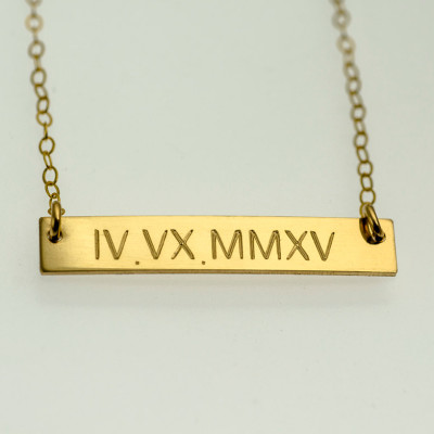 Roman Numeral Necklace Bar, Roman Numeral Necklace | Personalized Date Necklace | Gold, Silver, Rose Gold Necklace, Bar