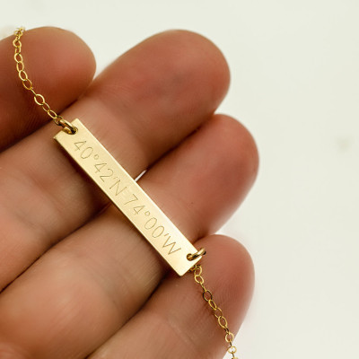 Rose Gold Bar Necklace Name | Engraved Name Bar | Celebrity Style | Name Bar Necklace 18Kt Gold  | Pink Gold Bar