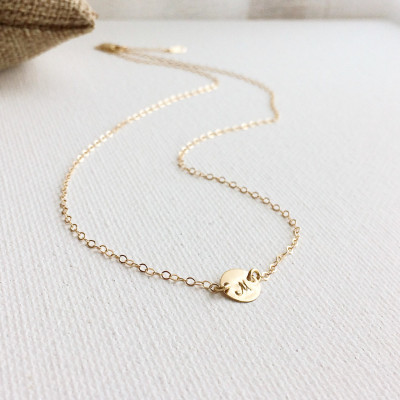 100% 18k Solid Yellow Gold Initial Necklace, 18kt Solid Gold Link Tiny Initial Necklace, 18kt Gold Initial Link Necklace, Initial Necklace