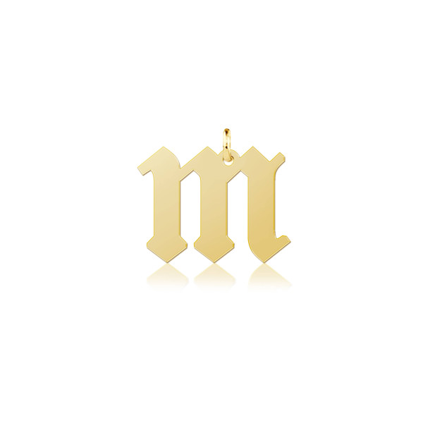10K Solid Yellow Gold Lowercase Old English Initial Letter Pendant - A-Z Any Alphabet Necklace Charm