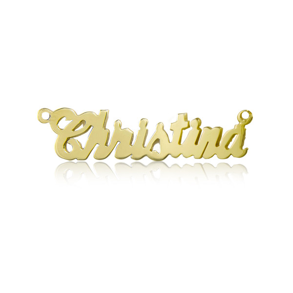 10K Solid Yellow Gold Personalized Custom Cursive Name Pendant - Alphabet Letter Necklace Charm