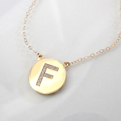 18k Gold Circle Pendant Necklace - Katie Holmes, Disc, Coin Pendant Can Be Engraved, Personalized