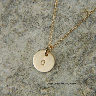18k Gold Initial Necklace 8 mm Dainty Gold Necklace Personalized Gold Necklace Solid Gold Charm Necklace