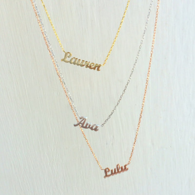 18k Gold Tiny Name Necklace - Personalized Gold Name Necklace - Name Necklace - Personalized Necklace - Bridesmaids Gift - Christmas Gift