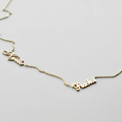 18k Gold Two Name Necklace - Personalized Necklace - Name Necklace - Custom Name Necklace - Personalized Name Jewelry - Christmas Gift