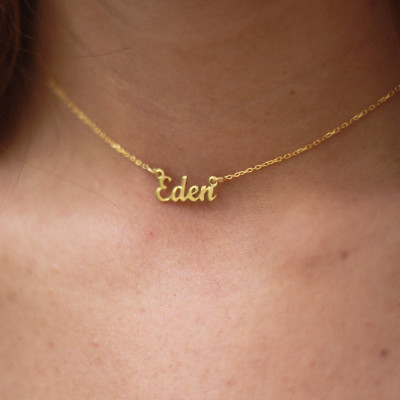 18k SOLID Gold Choker Name Necklace-Gold Name Necklace-Personalized Choker Necklace-Tiny Name Necklace-Custom Name Necklace -Bridesmaid Gift
