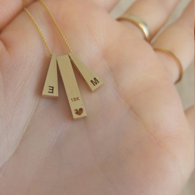 18k Solid Gold Initial Necklace Couple Initial Necklace Solid Gold Mothers Necklace Solid Gold Personalized Necklace Solid Gold Love Necklac