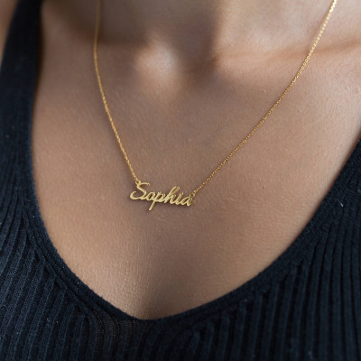 18k Solid Gold Name Necklace - Personalized Necklace - Gold Necklace - Gold Name Plate - Gold Name Jewelry - Bridesmaid Gift - Gift for her