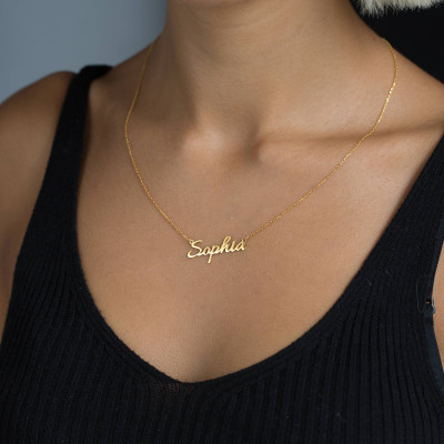 18k Solid Gold Name Necklace - Personalized Necklace - Gold Necklace - Gold Name Plate - Gold Name Jewelry - Bridesmaid Gift - Gift for her