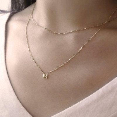 18k Solid Gold Petite Initial Letter Necklace, tiny gold necklace, gold initial jewelry, personalized gold jewelry, custom gold necklace, ID