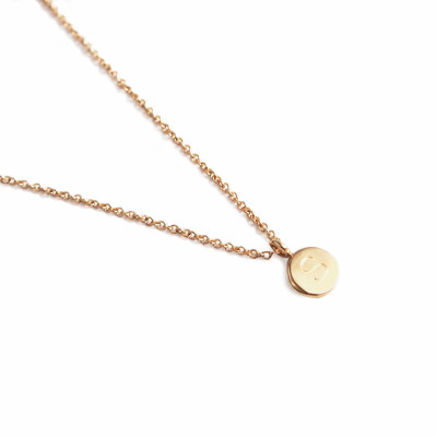 18k Solid Gold Reversible Initial Disc Necklace, initial necklace, tiny gold initial necklace, Custom 18k Solid Gold, Initial Charm Necklace