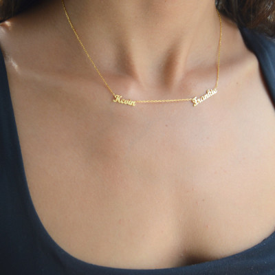 18k Solid Gold Two Name Necklace / Personalized Necklace / Gold Multiple Name Necklace / Name Necklace / Mother's Day Gift