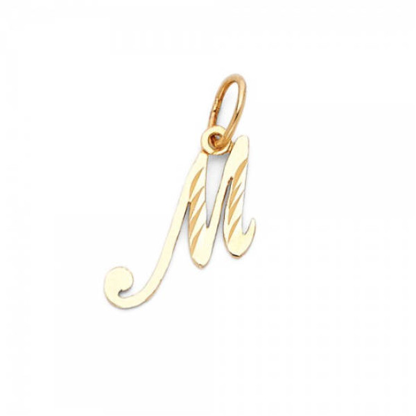 18k Solid Yellow Gold Initial Letter Pendant - A-Z Any Alphabet Necklace Charm