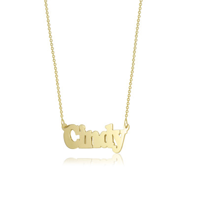 18k Solid Yellow Gold Personalized Custom Name Pendant Rolo Chain Necklace Set - Alphabet Letter Charm