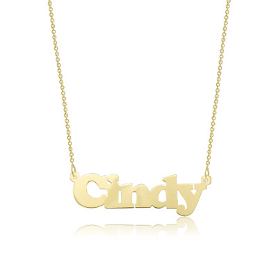 18k Solid Yellow Gold Personalized Custom Name Pendant Rolo Chain Necklace Set - Alphabet Letter Charm