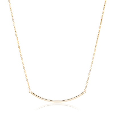 18k White Gold Bar Necklace, Curved Bar Necklace, gift for her