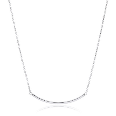 18k White Gold Bar Necklace, Curved Bar Necklace, gift for her