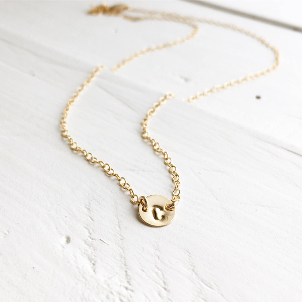 18k Yellow Gold Initial Necklace, 18kt Gold Link Tiny Initial Necklace, Gold Initial Necklace, Everyday Wear, Holiday Gift, Gift for Her