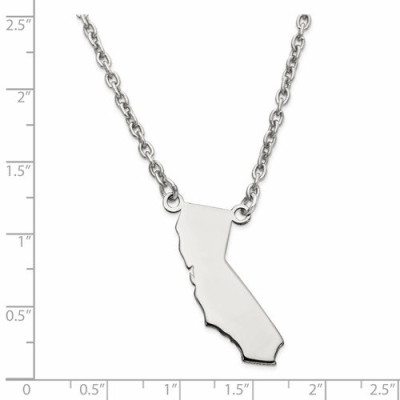 18k Yellow or White Gold Sterling Silver or Gold Plated Silver California CA State Map Name Necklace Personalized Engraved Monogram CMZ415