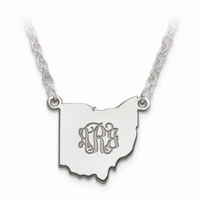 18k Yellow or White Gold Sterling Silver or Gold Plated Silver Nevada NV State Map Name Necklace Personalized Engraved Monogram CMZ415