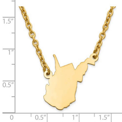 18k Yellow or White Gold Sterling Silver or Gold Plated Silver West Virginia WV State Map Name Necklace Personalized Engraved Monogram