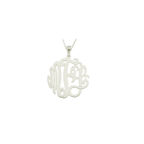 18k White Gold 1.25 Monogram Necklace