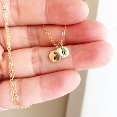 18Kt Gold Initial Necklace, Delicate 18kt Gold Initial Necklace, Any time Necklace, Hand Stamped Initial Necklace, Personalized Gift
