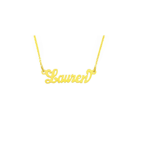 14YLee319H - 18k Gold 1" Script Letter Name Necklace