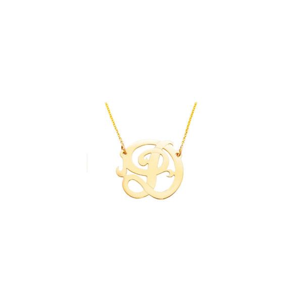 14YMono085A - 18k Yellow Gold 0.85" One Initial Monogram Necklace
