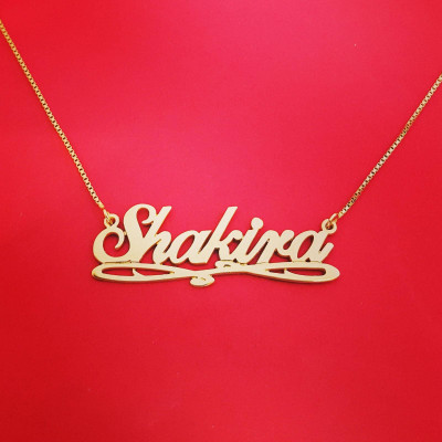 18k Gold Name Chain Gold Nameplate Necklace Shakira Necklace 14ct Name Necklace 18kt Name Necklace Gold Personalized Necklace