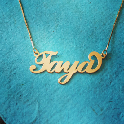 18k Gold Name Necklace - Personalized Name Chain -Solid 18k Gold Necklace with name, Nameplate Necklace, Necklace - 18k Yellow Gold UPGRADED